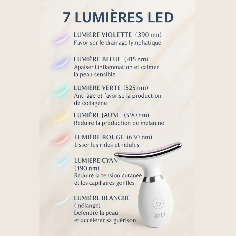 Sculpteur facial AYLI avec 7 lumières LED, EMS et soins par photothérapie pour raffermir la peau et améliorer l’éclat du visage