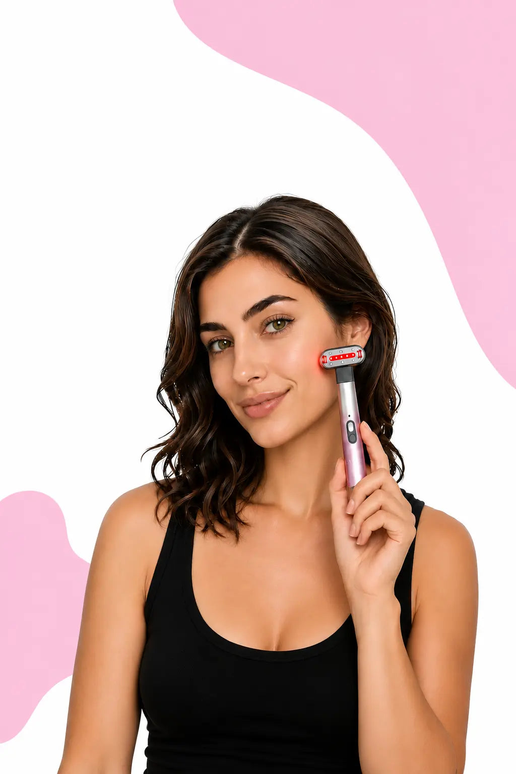 Vieillissement de la peau : femme présentant l'appareil de soin visage AYLI LUMINA