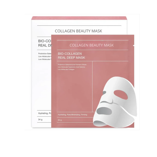 Masque visage en tissu au collagène AYLI®, présenté avec son packaging Collagen Beauty Mask, soin hydratant et nourrissant pour la peau