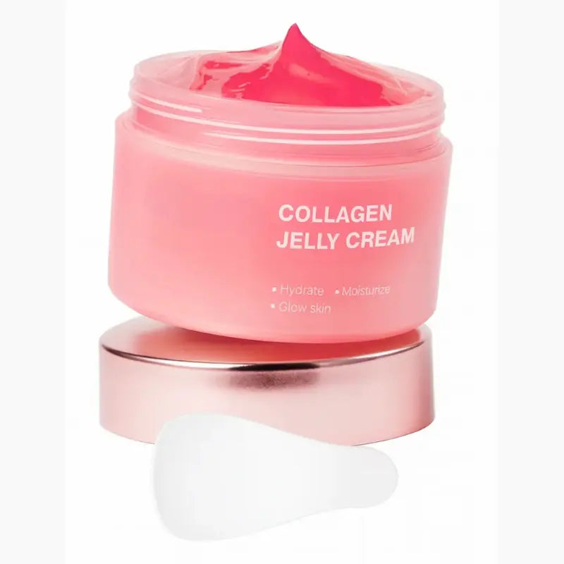 Pot de crème visage à la texture gel présenté ouvert, illustrant un soin cosmétique hydratant pour la peau