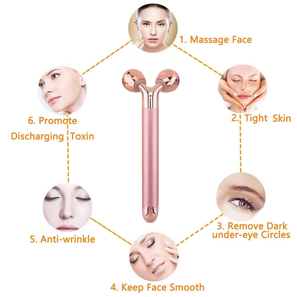 3D Roller Massager Facial Lifting Massager Skincare 360 Rotate Eye Massage Instrument Electric Vibrating Beauty Relaxation Tool