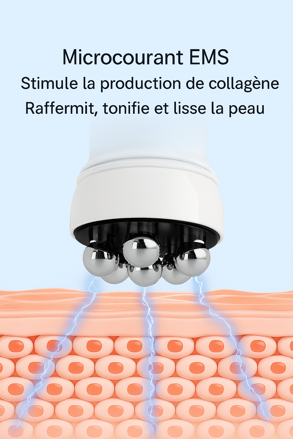 Détails de la tête rotative à 360 degrés du Konmison SC1235 pour une pénétration optimale des soins de la peau.