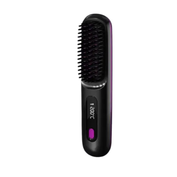 Brosse lissante sans fil professionnelle AYLI SKIN : Peigne chauffant ionique avec écran LCD pour un lissage nomade.