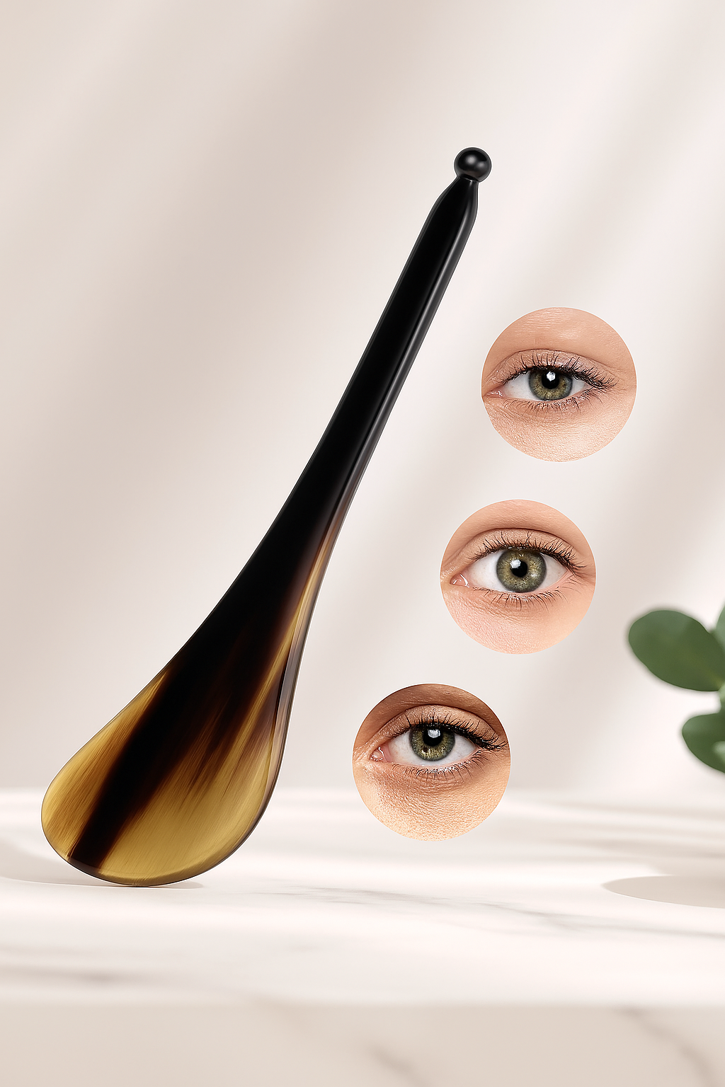 Résultats visibles de l'utilisation du tendon stick  pour réduire les cernes et les poches sous les yeux