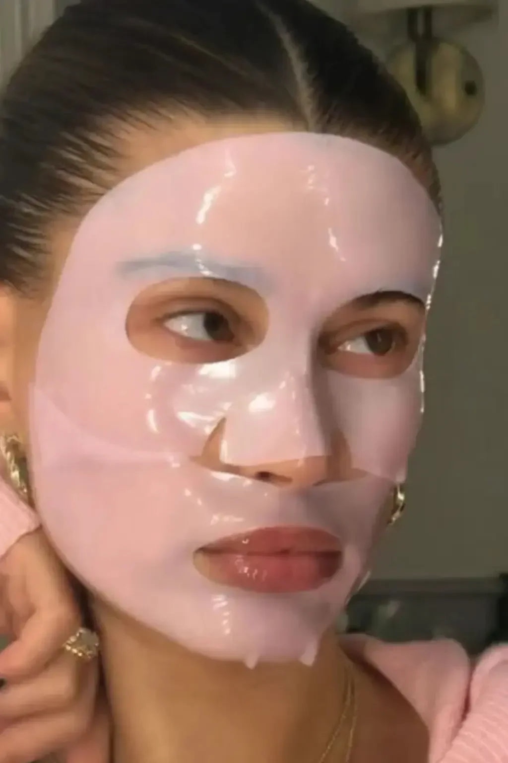 masque visage bio-collagène anti-rides rose AYLI