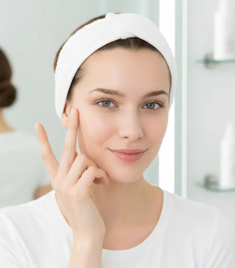 Résultat d'une peau lisse et éclatante après l'application du soin final post-microneedling à domicile.